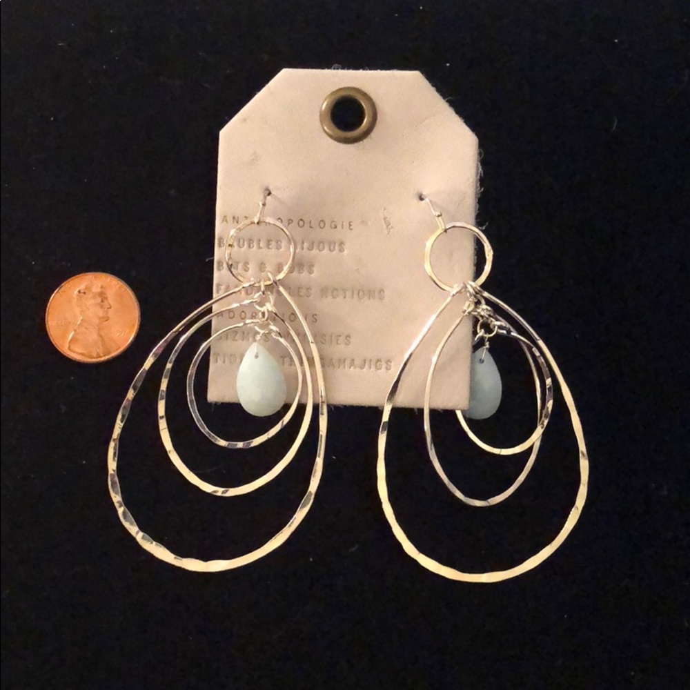 Anthropologie semi precious hoop earrings stone - Picture 5 of 5